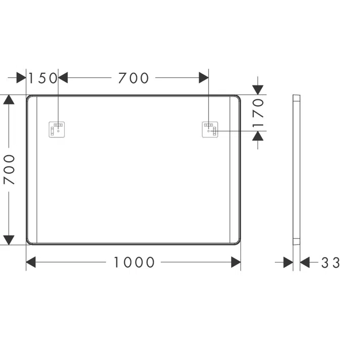 54964XXX Xarita Lite Q Mirror with lateral LED lights 1000/30 for wall switch