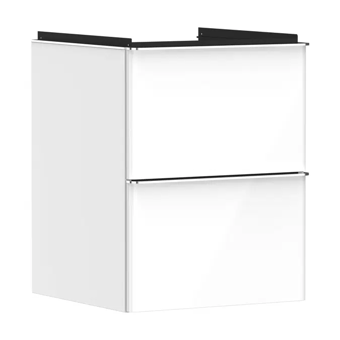 Xelu Q Vanity unit High Gloss White 480/475 with 2 drawers for handrinse basin