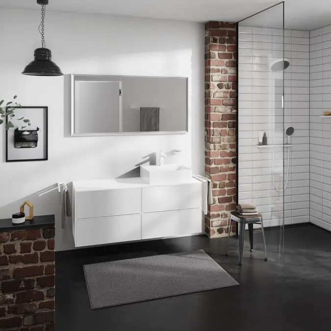 54239XXX Xevolos E Vanity unit Matt White 1370/550 with 4 drawers for console with cutout right