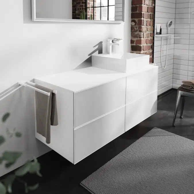 54239XXX Xevolos E Vanity unit Matt White 1370/550 with 4 drawers for console with cutout right