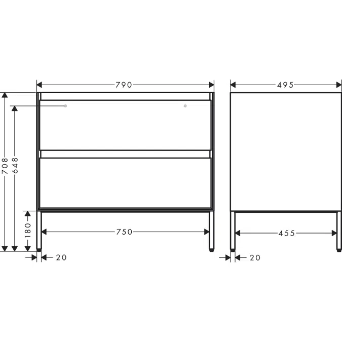 CubeStack Vanity unit for furniture washbasin 800/500