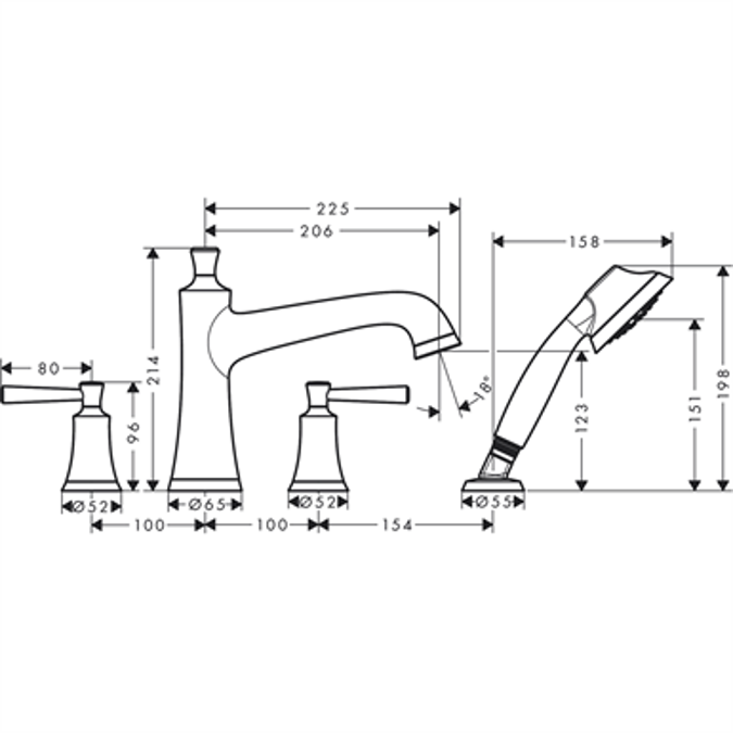 04777830 Joleena 4-Hole Roman Tub Set Trim with 1.75 GPM Handshower