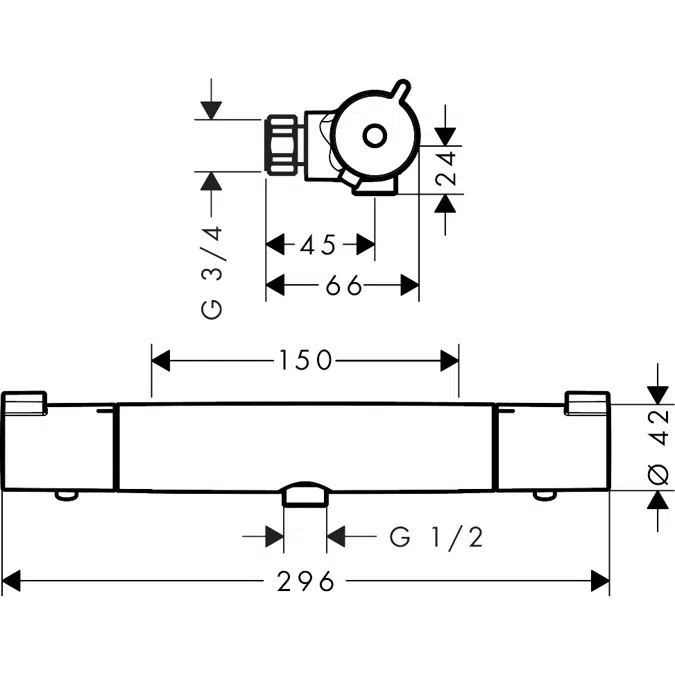 13206XXX Ecostat Duschtermostat 1001 CL 150cc Nordic-DZR