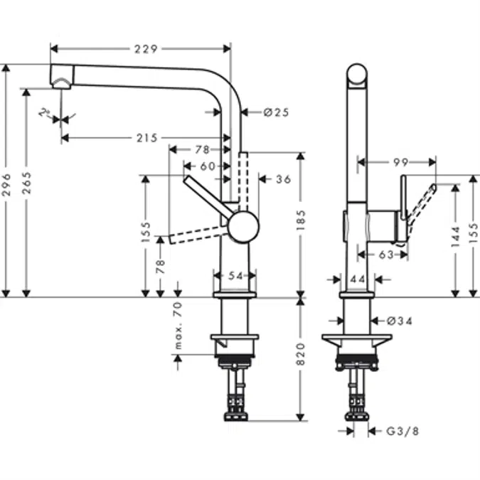 Talis M54 Single lever kitchen mixer 270, 1jet