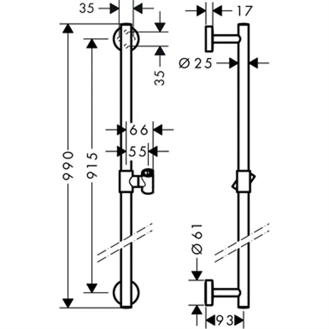 Unica Shower bar Comfort 90 cm