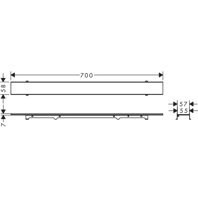 RainDrain Rock Linear shower drain 60 cm tileable with cuttable extensions