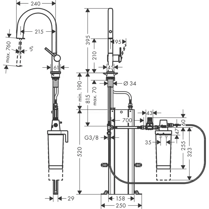 Aqittura M91 FilterSystem 210, pull-out spout, 1jet, sBox, starter set