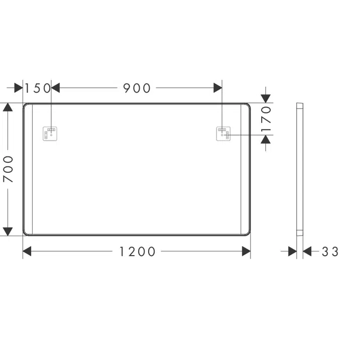 54965XXX Xarita Lite Q Mirror with lateral LED lights 1200/30 for wall switch
