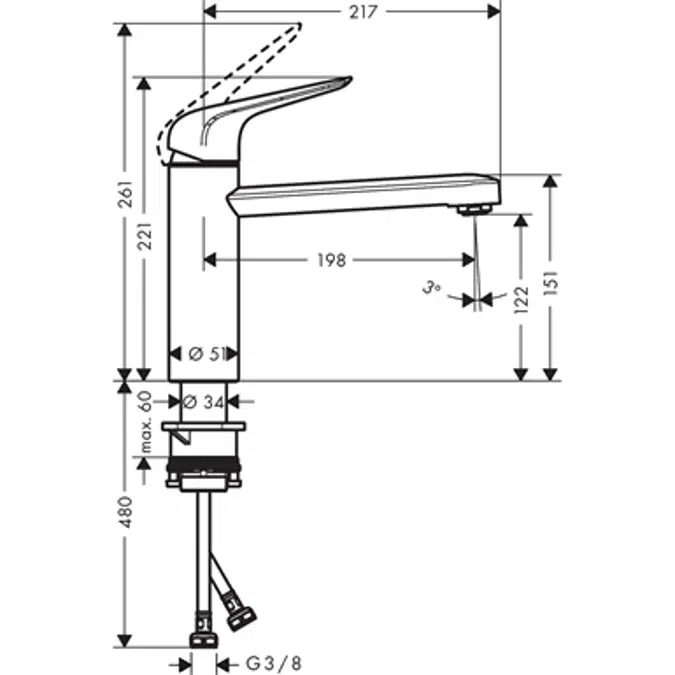 Single lever kitchen mixer