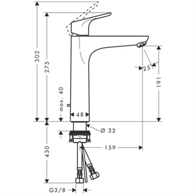 Focus Single lever basin mixer 190 with pop-up waste set