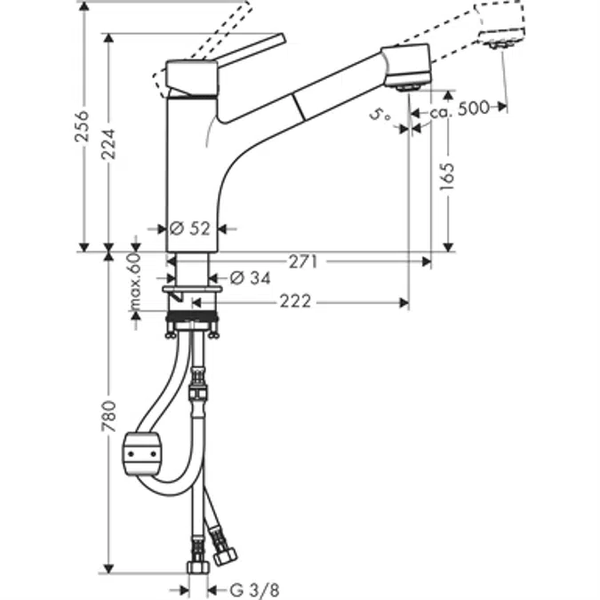 Talis S Single lever kitchen mixer 170 with pull-out spray