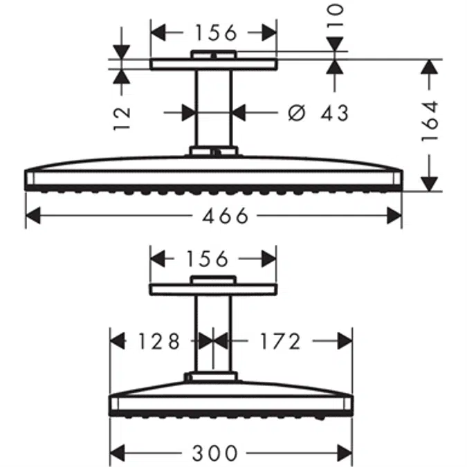 Rainmaker Select Overhead shower 460 2jet with ceiling connector