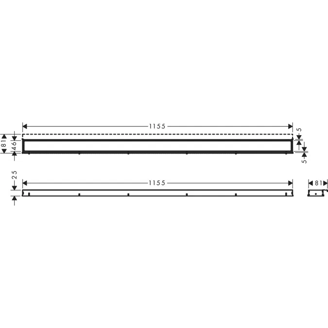 RainDrain Match Linear shower drain 120 cm with height adjustable frame