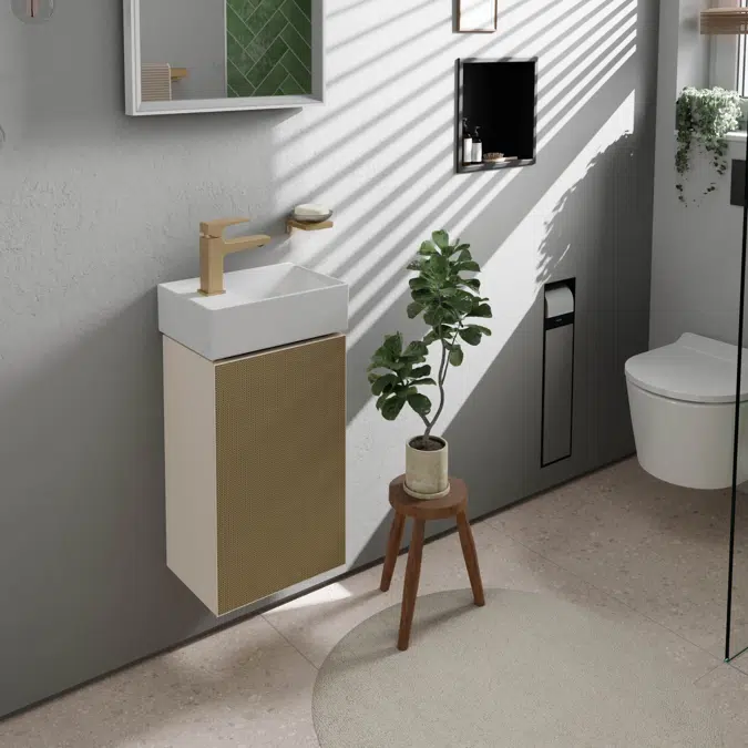 54167XXX Xevolos E Vanity unit Sand Matt Beige 340/245 for handrinse basin, door hinge left