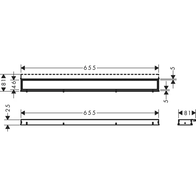 RainDrain Match Linear shower drain 70 cm with height adjustable frame