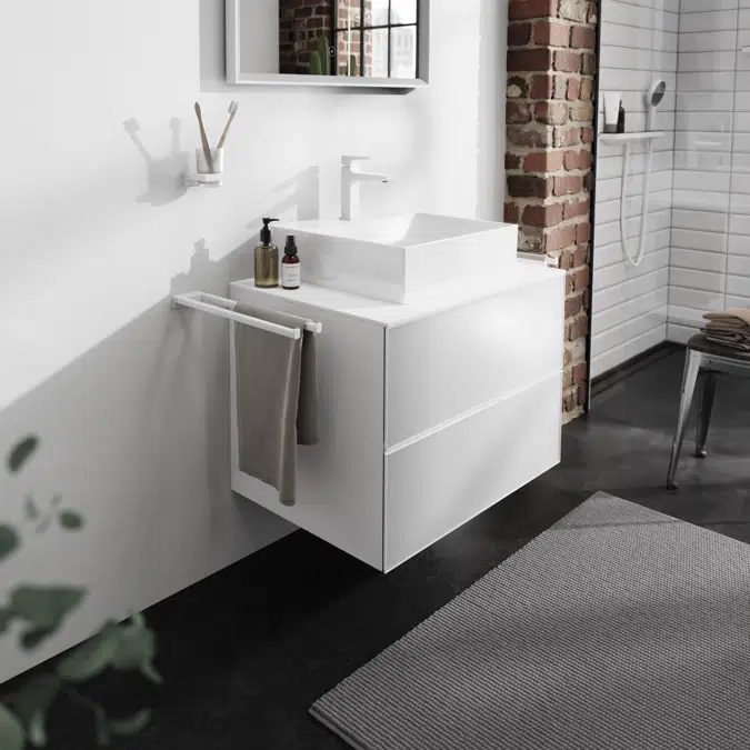54187XXX Xevolos E Vanity unit Matt White 780/550 with 2 drawers for console with cutout middle