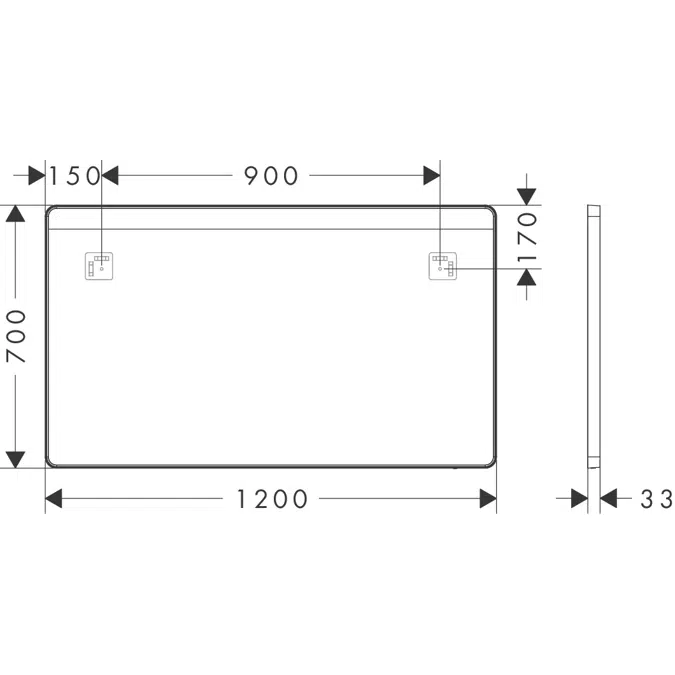 54960XXX Xarita Lite Q Mirror with horizontal LED lights 1200/30 for wall switch