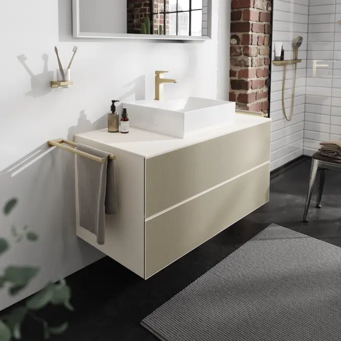 54194XXX Xevolos E Vanity unit Sand Matt Beige 1180/550 with 2 drawers for console with cutout middle