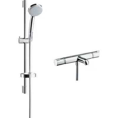 imagen para Croma 100 Shower system for exposed installation Vario EcoSmart with Ecostat Comfort bath thermostat and shower bar 65 cm Nordic-DZR