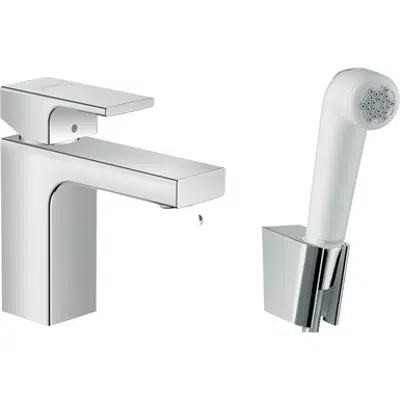 Vernis Shape Single lever basin mixer 100 with bidette hand shower and shower hose 160 cm