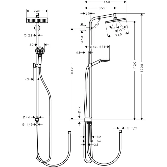 Crometta E Showerpipe 240 1jet Green Reno