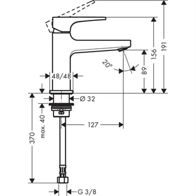 Metropol Single lever basin mixer 100 with lever handle for hand washbasins for cold water