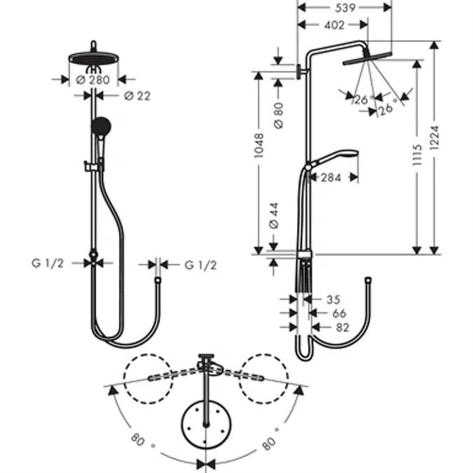 Croma Select S Showerpipe 280 1jet Reno