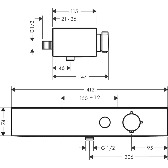 ShowerTablet Select Shower thermostat 400 for exposed installation