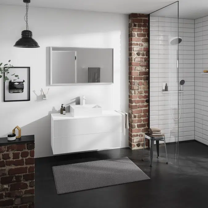 54193XXX Xevolos E Vanity unit Matt White 1180/550 with 2 drawers for console with cutout middle