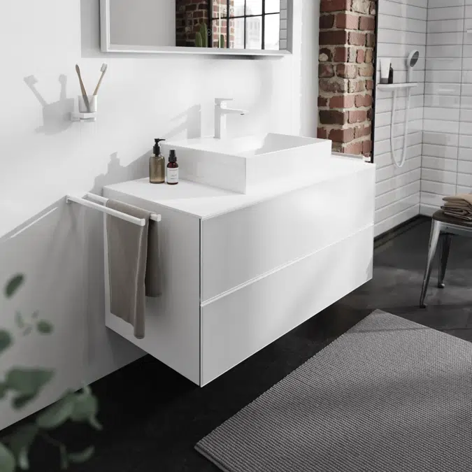 54193XXX Xevolos E Vanity unit Matt White 1180/550 with 2 drawers for console with cutout middle