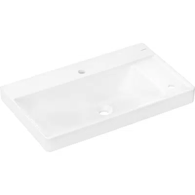 Image for 60319XXX Xelu Q Wash basin with shelf right 800/480 with 2 tap holes without overflow