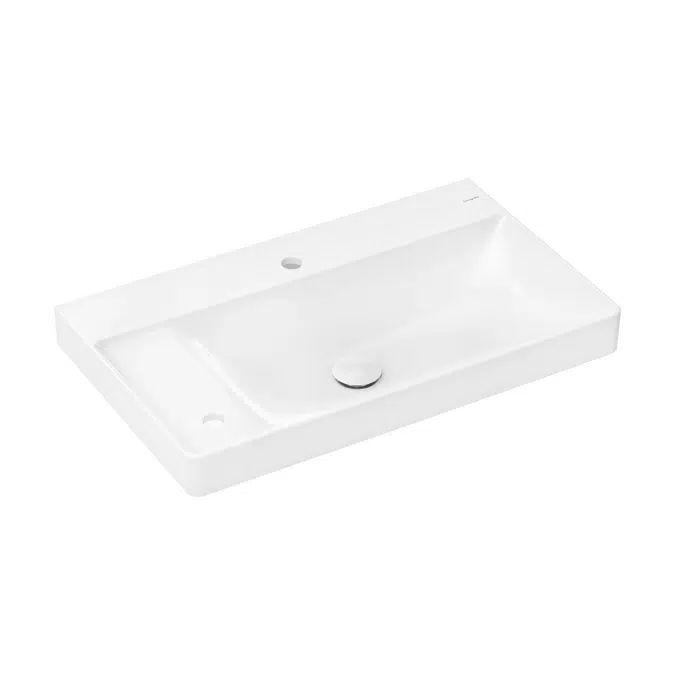 Xelu Q Washbasin with shelf left 800/480 with 2 tap holes without overflow, SmartClean