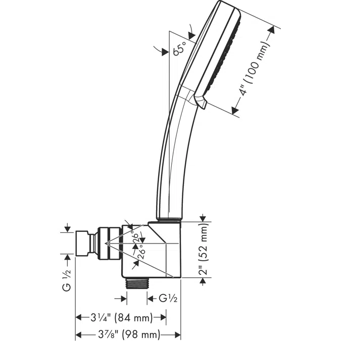 Croma 100 Shower holder set E 3jet 1.75 GPM with shower hose 160 cm