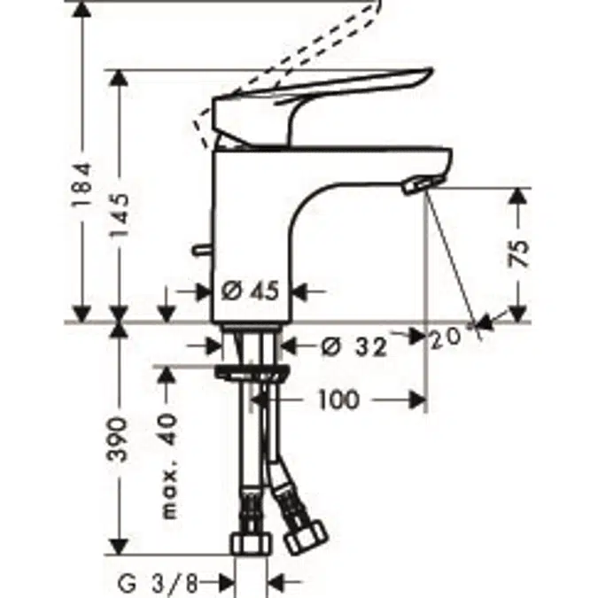 Logis E Single lever basin mixer 70 with pop-up waste set