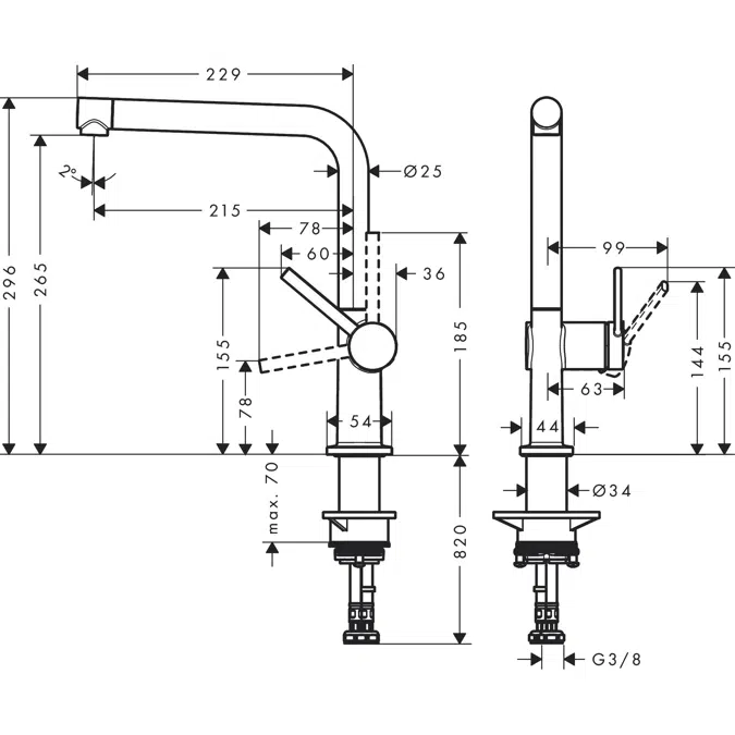 Talis M54 Single lever kitchen mixer 270, 1jet