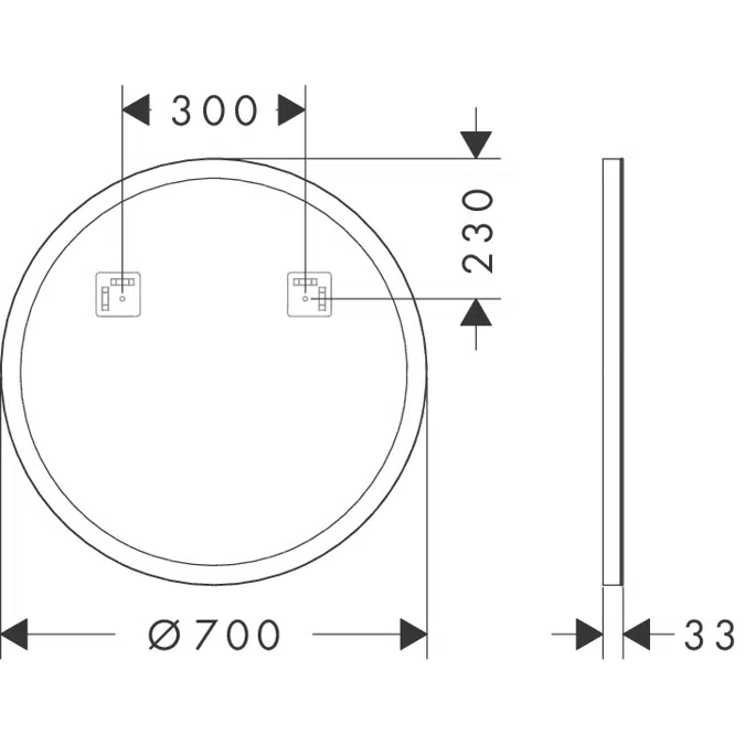 54966XXX Xarita Lite S Mirror with circular LED lights 700/30 for wall switch