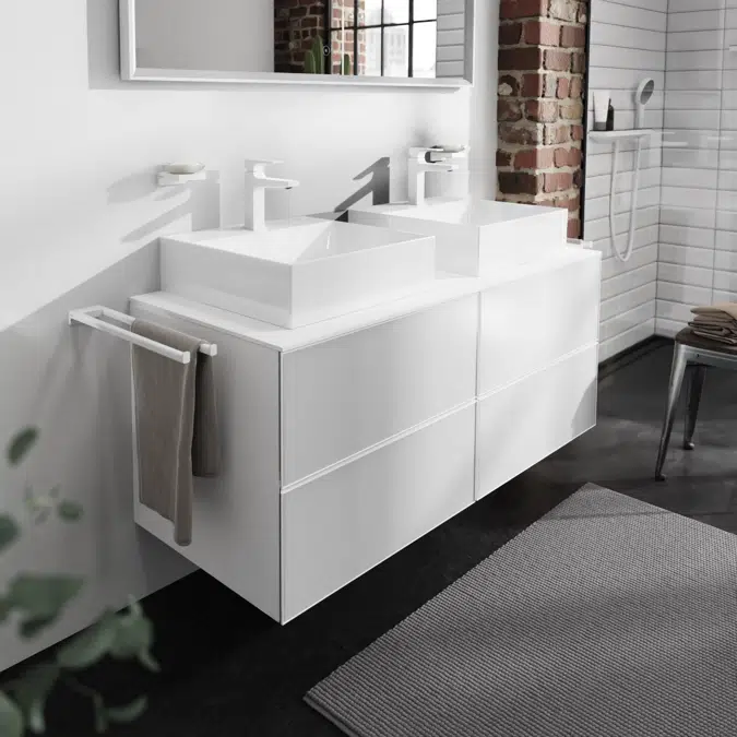 54196XXX Xevolos E Vanity unit Matt White 1370/550 with 4 drawers for console with 2 cutouts