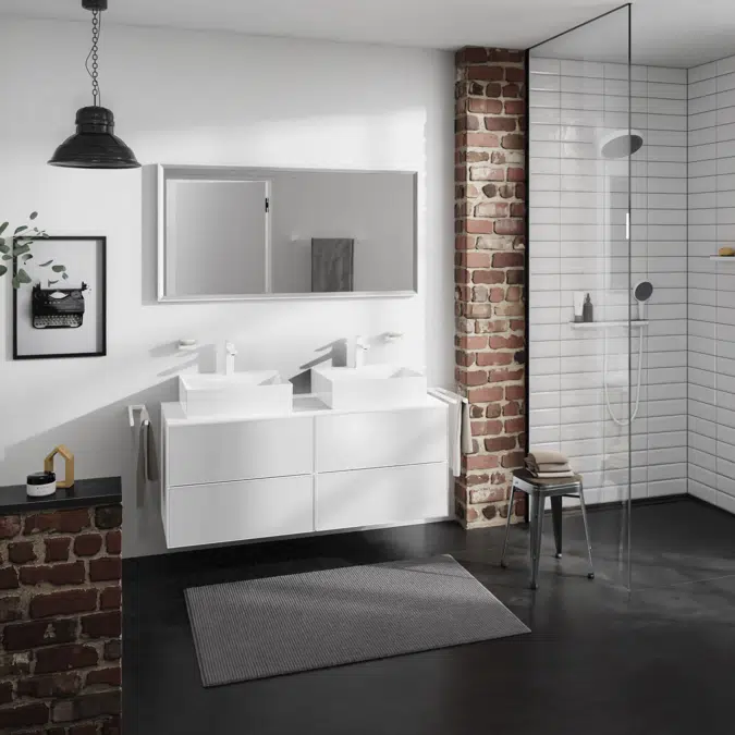 54196XXX Xevolos E Vanity unit Matt White 1370/550 with 4 drawers for console with 2 cutouts
