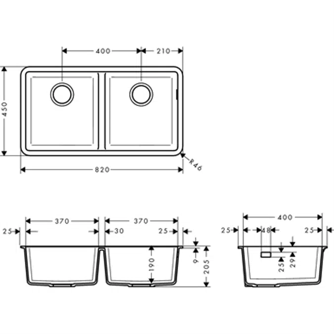 Under-mount sink 370/370