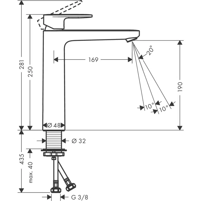 Xanuia Q Wash basin 600/480 with tap hole and overflow, DIY