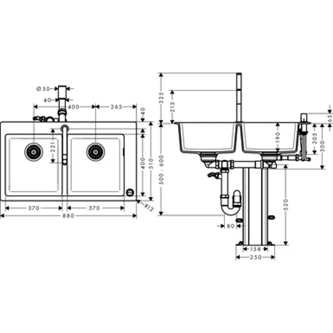 Sink combi 370/370