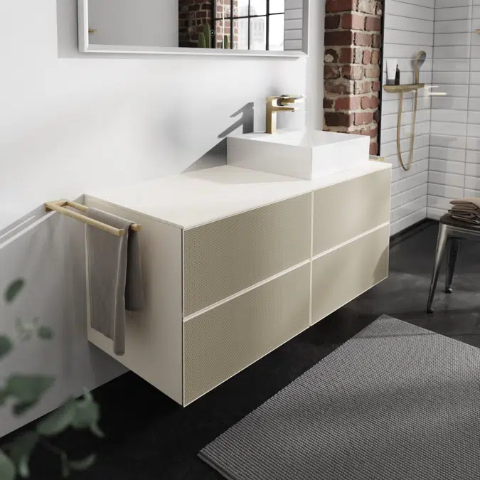 54240XXX Xevolos E Vanity unit Sand Matt Beige 1370/550 with 4 drawers for console with cutout right
