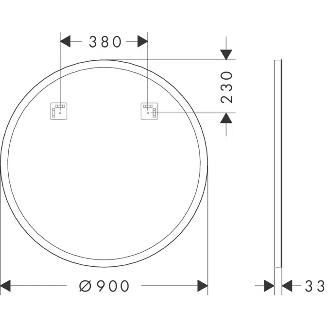 54967XXX Xarita Lite S Mirror with circular LED lights 900/30 for wall switch
