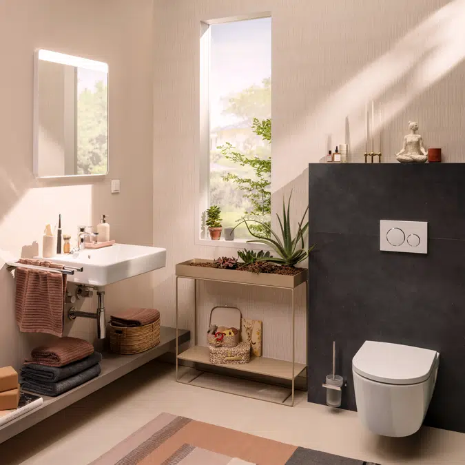 60207XXX EluPura Original S Wall hung WC Set AquaChannel Flush with WC seat and cover