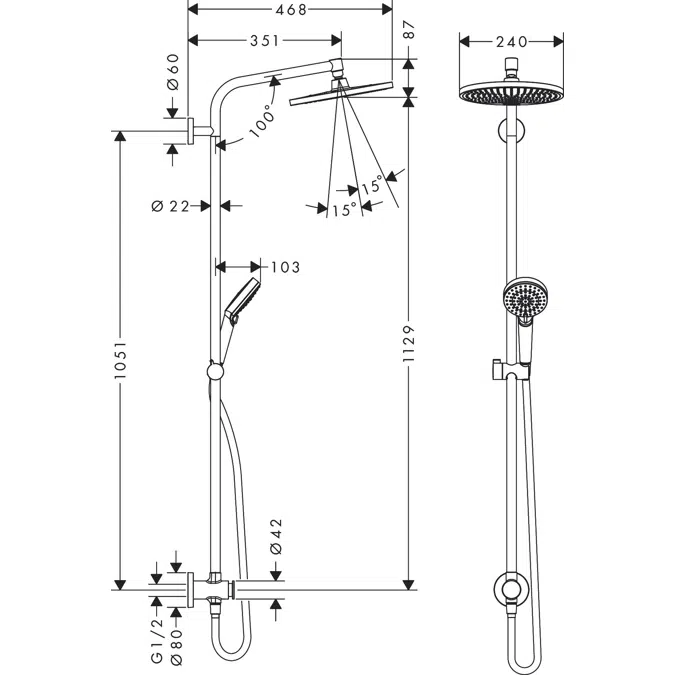 Crometta S Showerpipe 240 1jet EcoSmart Reno