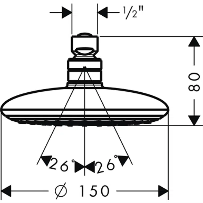 BIM objects - Free download! Raindance E Overhead shower 150 1jet Green ...