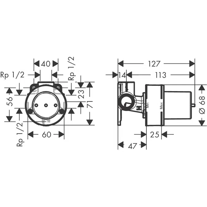 Hansgrohe Basic set for single lever shower mixer for concealed installation