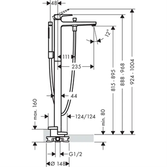 Metropol Single lever bath mixer floor-standing with lever handle