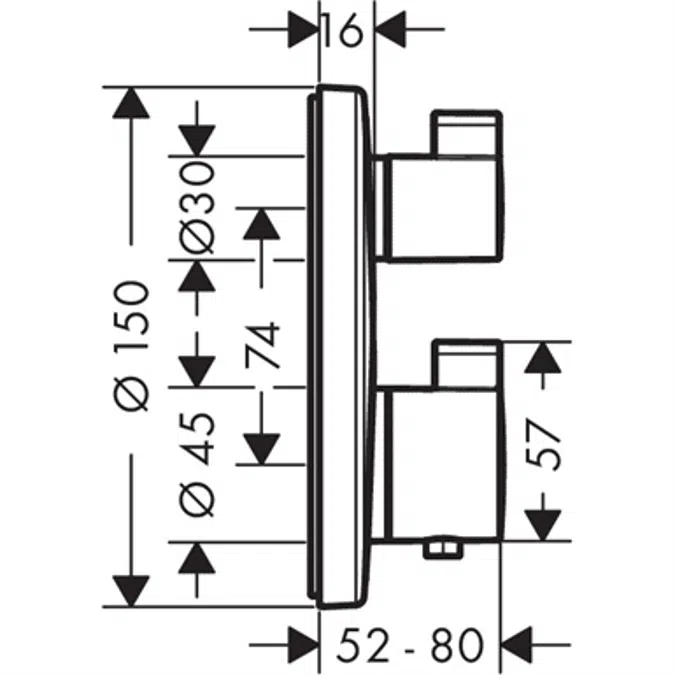 Ecostat S Thermostat for concealed installation for 1 function