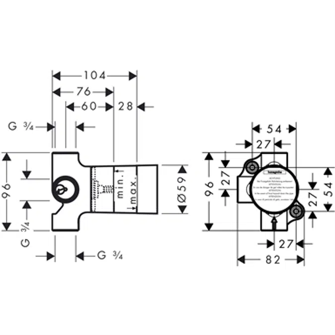 hansgrohe Grundkörper für Trio Ab-/ Umstellventil Unterputz 15981180